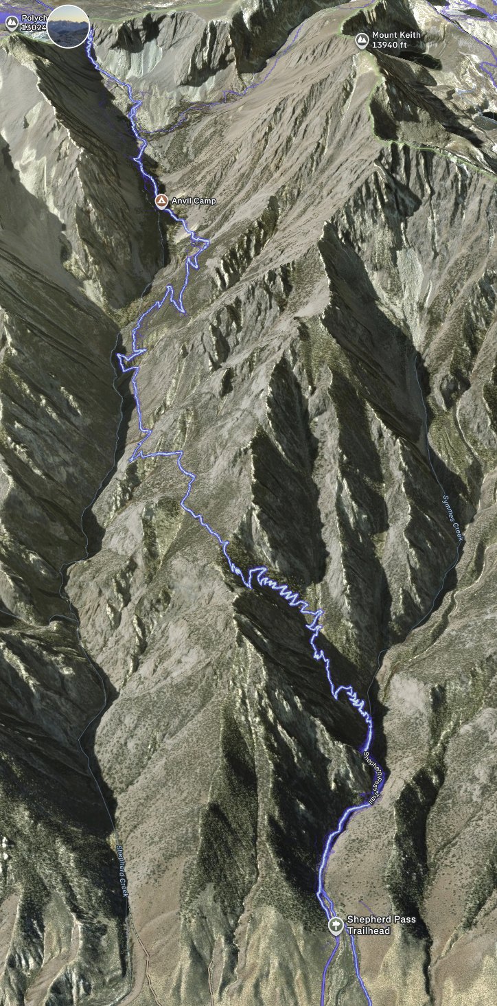 3D Strava fly-over of the Shepherd Pass approach